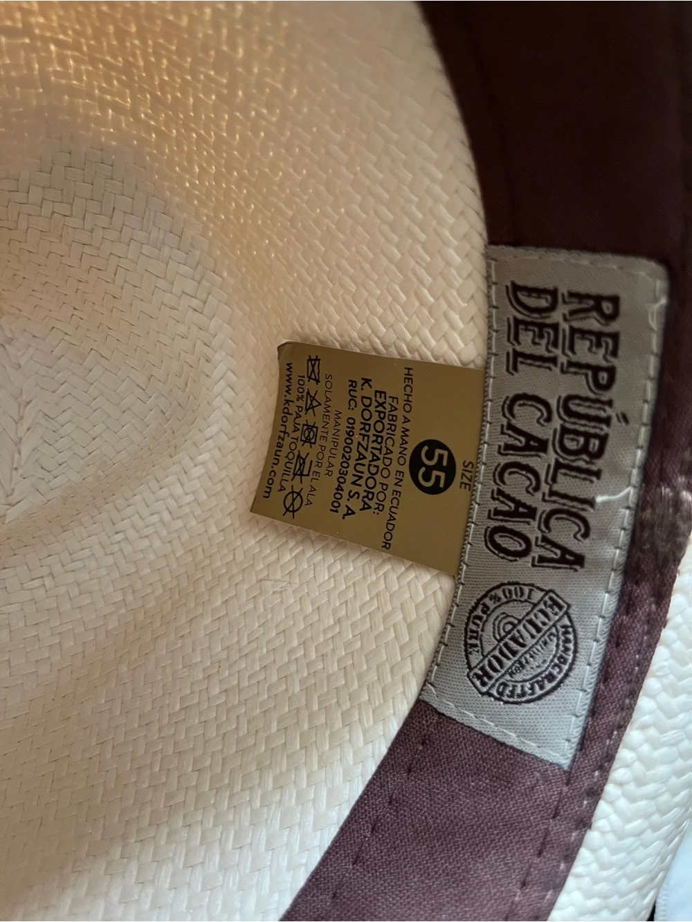 R. Dorfzaun Republica del Cacao Straw Fedora Hat Size 55